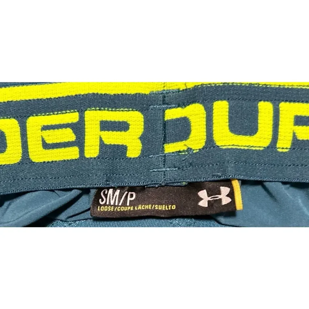Under Armour‎ Youth Boys Dark Teal Yellow Black Loose Mesh Shorts Size S